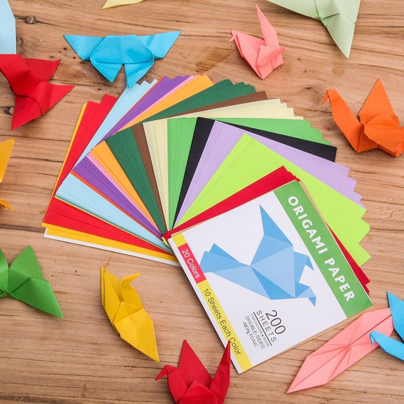 BUBU Origami Paper Double Sided Color - 200 Sheets - 20 Colors - 6 Inch Square Easy Fold Paper for Beginner - Image 3